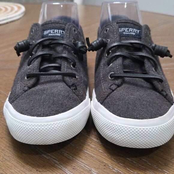 Sperry Seacoast Charcoal Soft Wool Flannel Boat Shoes 8.5 - Picture 2 of 9